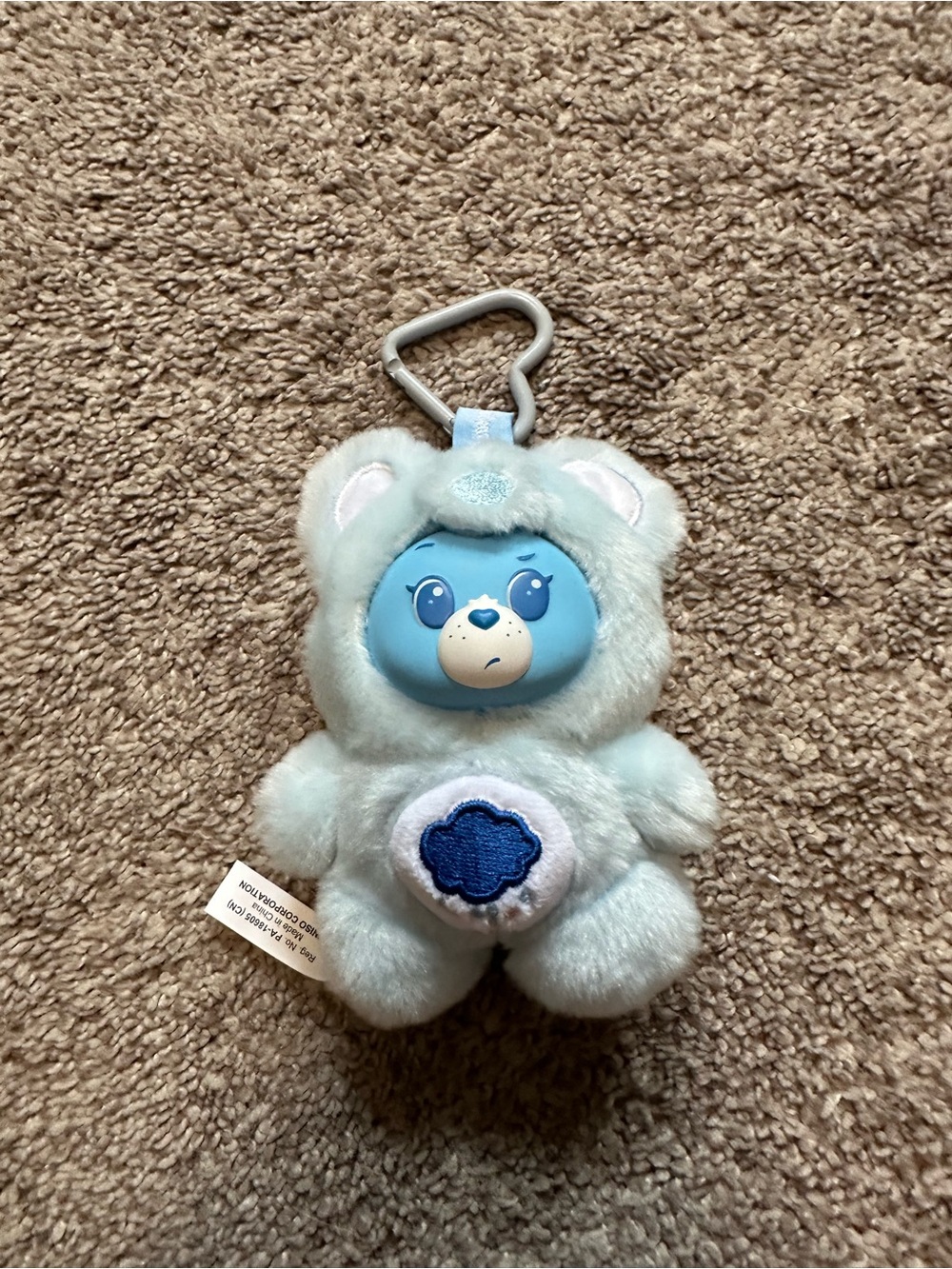 Miniso Care Bears Animal Costume Plush Keychain - Grumpy Bear